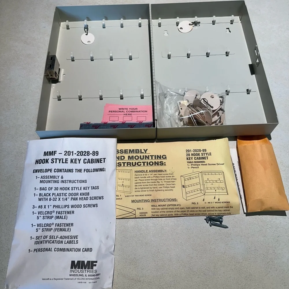 MMF Industries Hook Style Key Cabinet - 28 Keys New with Tags. 11”L x 7.75”W
